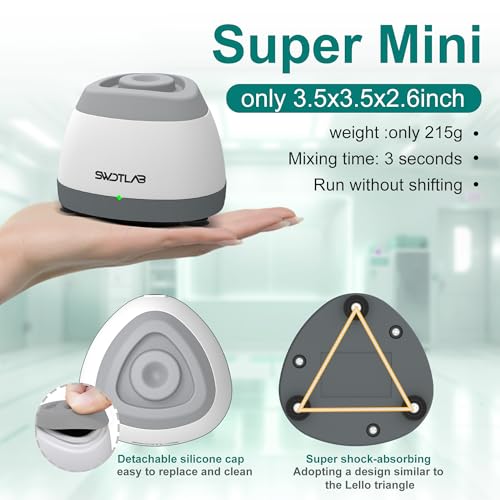 Image of Mini Vortex Mixer with Touch Function for Lab Nail Polish (Grey) | 3s Fast Mix DC Brushless Motor, Touch Auto-Stop, Anti-Slip Quiet, Compact Portable, for Nail Lash Glue Lab Paint Tattoo Ink