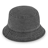 fiebig Washed Cotton Bucket Hat | Unisex Outdoorhut mit zweifarbiger Waschung | Fischerhut aus Baumwolle in vielen Farben & Größen (60-XL, Anthrazit)