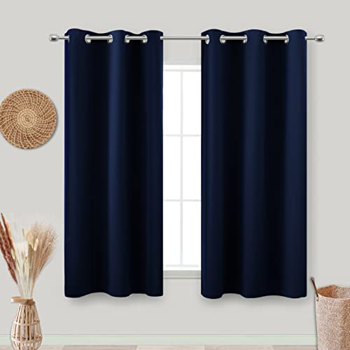 Koufall Navy Blue Room Darkening Blackout Curtains And Ombre Sheer Curtains Bundle For Living Room Bedroom #TOP5