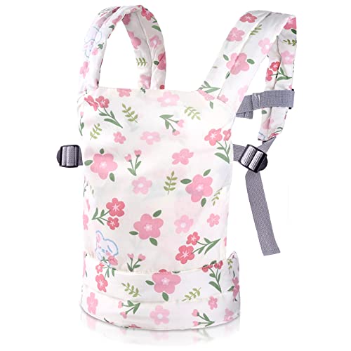 Puppentrage Für Kinder – Einhorn-Stickerei, Aus Baumwolle, Verstellbar, Für Puppen Bis 61 Cm (rosa)