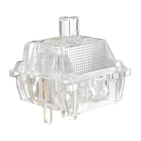 DUROCK Ice King Tactile Switches, 68g Progressive Spring Transparent Clear RGB Switch, 5 Pins Lubed T1 Tactile Mechanical Keyboard Switches (90pcs) Cover