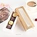 BAKIPACK 20 Valentine's Day Truffle Boxes, Chocolate Boxes, Candy Boxes Packaging with 4-Piece Plastics Tray (Tray Size with 5.75x1.25 Inches), Pull Out Packing with Clear Window Sleeves, Gold
