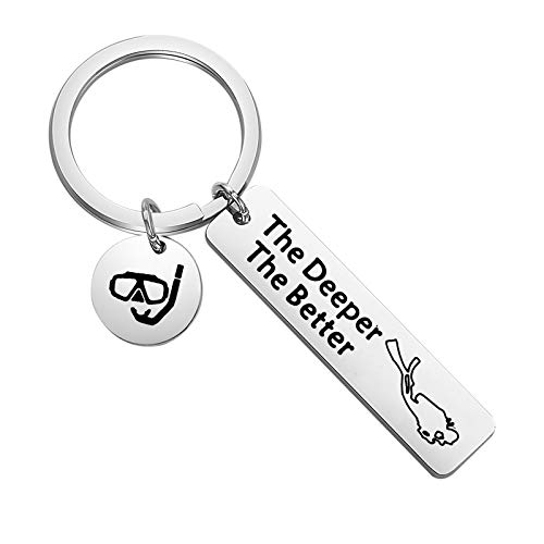 CENWA Scuba Diving Gift Scuba Diver Gift The Deeper The Better Keychain Extreme Sports Jewelry Gift for Divers Extreme(The Deeper The Better Keychain)
