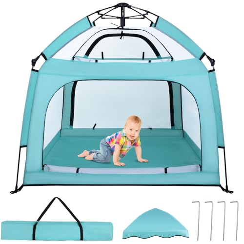 Image of Bend River Portable Baby Playpen with Canopy, Infant Play Yard, Beach Tent, Mosquito Net for Indoor and Outdoor (Green)
