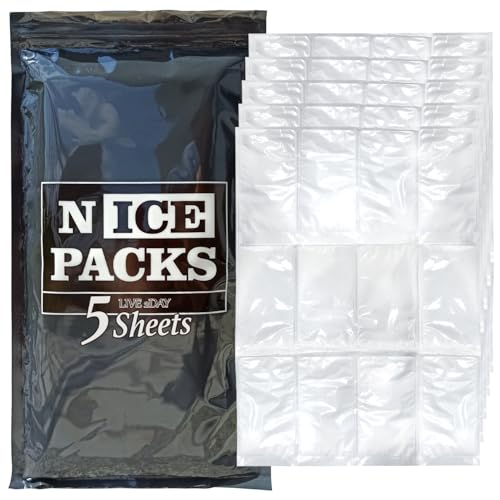 Image of Nice Packs Reusable Dry Ice Packs for Cooler & Lunch Boxes, 60 Cells | 5 Extra Large Long Lasting Flat Ice Pack Sheets - Flexible Freezer Packs for Shipping Frozen Food, Ice Blankets for Food