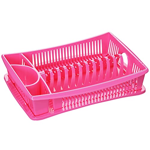 WELLGRO Abtropfgestell - Abtropfgitter - Geschirr Abtropfkorb - Abtropfständer - Abtropfschale - Geschirrabtropfständer - Made IN Europe, Farbe:Pink