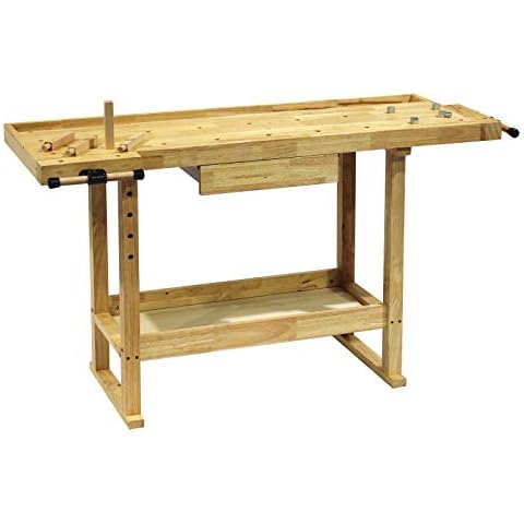 Werkbank 145x49x86cm aus Holz mit Schublade Cover