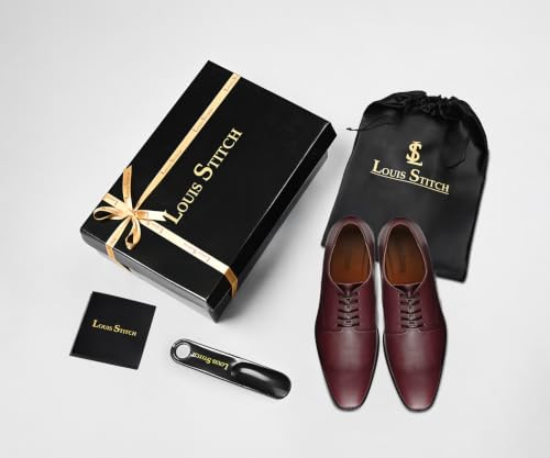 Image of LOUIS STITCH Men's Italian Leather Shoes Handmade Formal Lace Up Derbies for Men (RXPL)