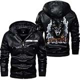 orealexpress Lone Wolf, Vintage Wolf Biker Motorcycle Jacket, Personalized Men PU Leather Vest Jacket Coat Motorcycle Personalized Men PU Leather Vest Coat Motorcycle Black Hooded Leather Jacket