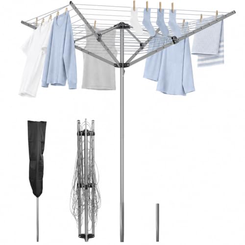 SYKIARIOL 4 Arm Rotary Washing Line, Outdoor Clothes Airer