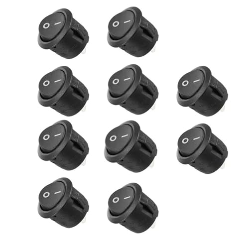 10 Spst Snap-in Switch on Off 2 Pin Round Snap Rocker Boat Switch Ac for Car Auto Boat Household Appliances