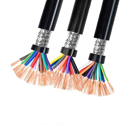 Electrical Wire 1m, PVC Tinned Copper Wire 2-24 core, RVVP Pure Copper Shielded Wire 0.3mm²- 2.5mm², Signal Control Shielded Cable Suitable for anti-signal interference circuits(8-core x 1.5mm²)