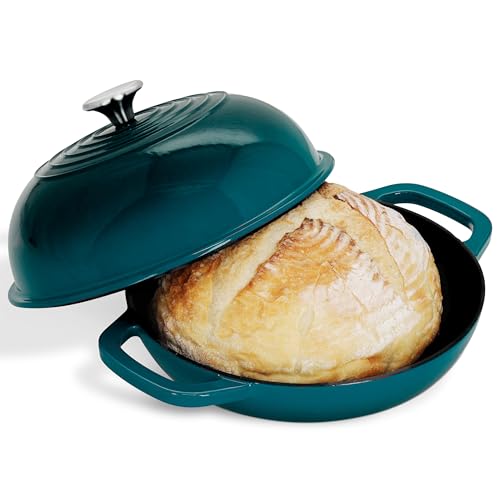 Potted Pans Dutch Oven for Sourdough Baking - 10 Inch Enameled Cast Iron Bread Cloche - Artisan Bakers Ceramic Coated Loaf Pan for Homemade Boule Loaves and No Knead Breads