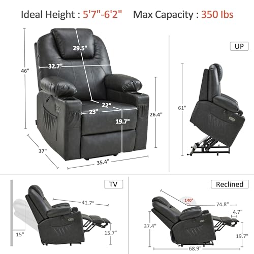 Image of MCombo Large Power Lift Recliner Chair for Elderly, Heat and Massage 7516