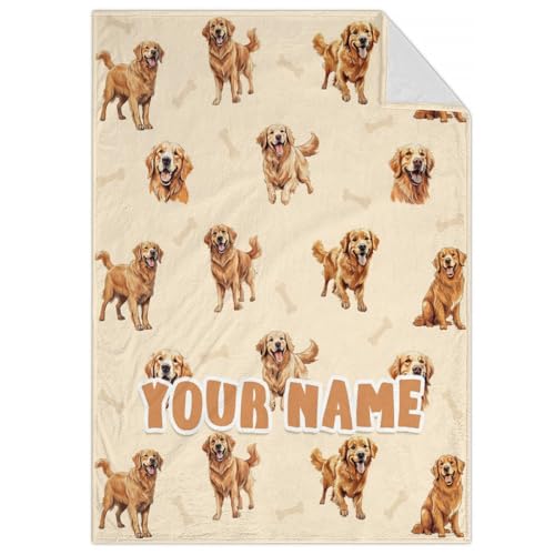 Custom Golden Retriever Blanket for for Baby - 30x40 Inches Lap Size - Soft Fluffy Cozy Blankets Gift - Beige Cute Blanket for Couch, Work