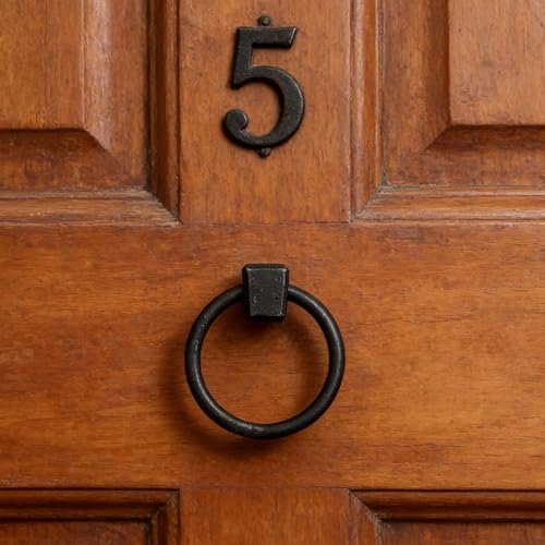Aldabón de hierro resistente con acabado rústico para puertas principales 5