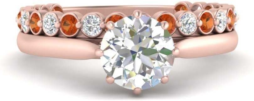 Choose Your Gemstone Bezel Band with Solitaire Ring Rose Gold Plated Round Shape Wedding Ring Sets Ornaments Surprise for Wife Symbol of Love Clarity Comfortable US Size 4 to 12