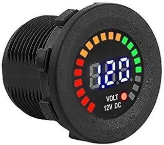 Motorcycle Voltmeter,Akozon 12 V Motorcycle LED Display Voltmeter Car LED Digital Display Voltmeter Waterproof Voltage Volt Meter Gauge Black
