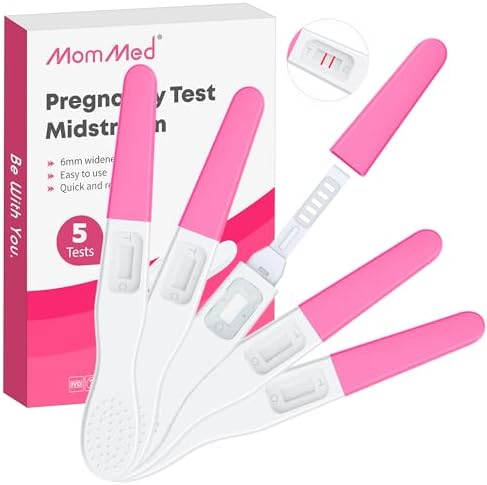 MOMMED 5 X Schwangerschaftstest, Einzeln versiegelte Verpackung Frühschwangerschaftstest, HCG Test Empfindlichkeit von 25 mIU, Pregnancy Test, 3 Minuten Schnellerkennung, 5 Stück