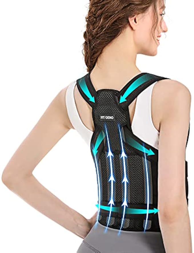 Fit Geno Back Brace Posture Corrector for Women and Men, Back Straightener Posture Corrector, Scoliosis and Hunchback Correction, Back Pain, Spine Corrector, Support, Adjustable Posture Trainer, Mediu