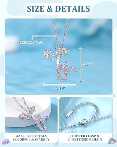 PINKDODO Birthday Mermaid Necklace Happy 4th 5th 6th Birthday Gifts for Daughter Granddaughter Niece4
