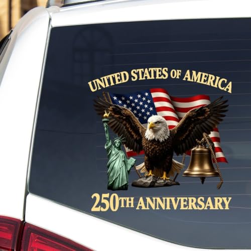 Image of 2pcs 250th Anniversary USA Car Sticker 1776-2026 Patriotic Eagle | Vinyl Decals for Vehicles One Nation Under God Patriotic Stickers USA 250th Anniversary Decorations for Trucks 10 inch