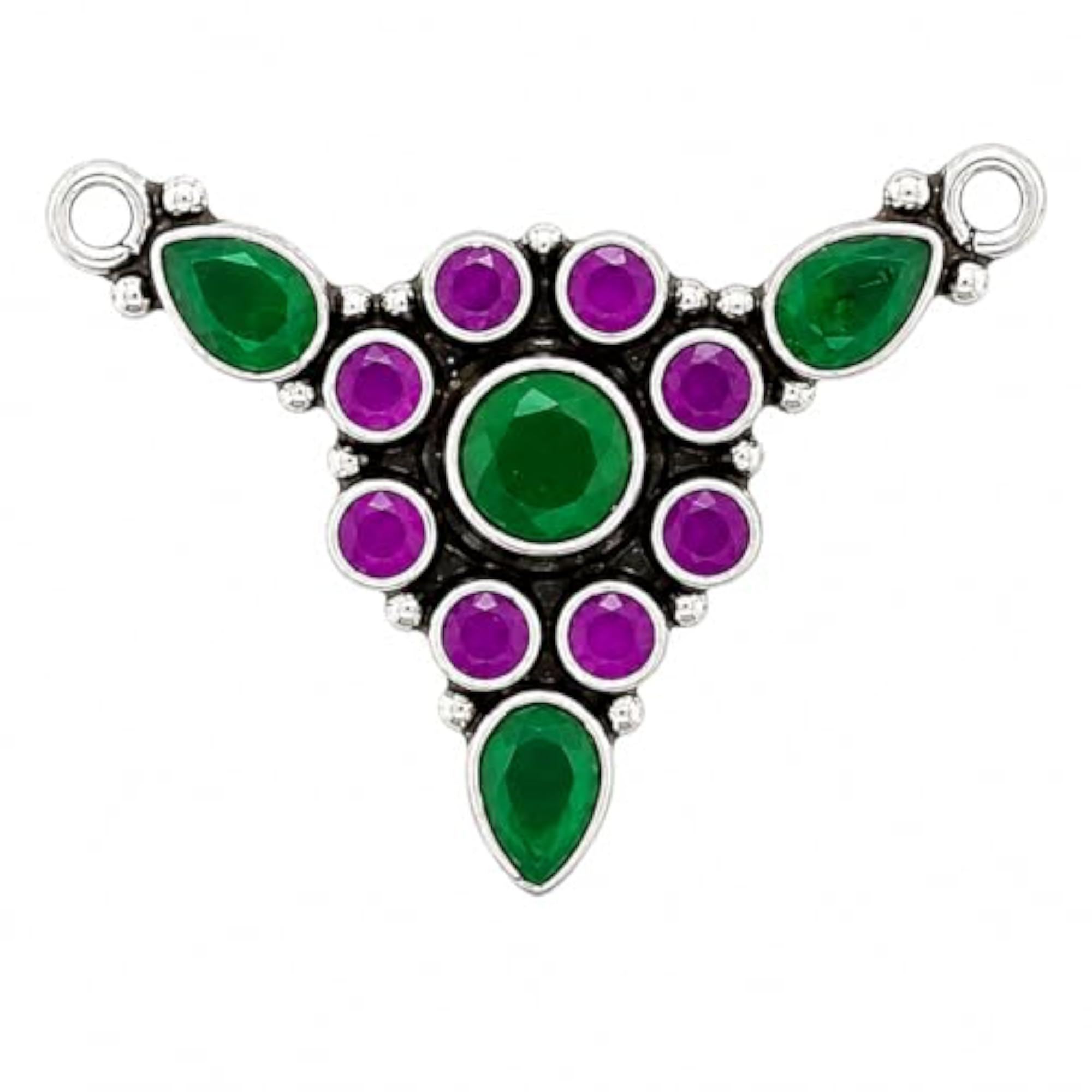 Women's 925 Sterling Silver Natural Onyx & Ruby Stone Mangalsutra