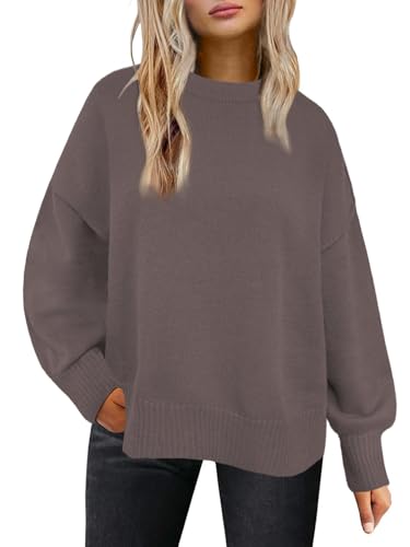 Womens Tops Fall Winter Outfits 2025 Oversized Sweatshirts Crewneck Long Tunic Pullover Cashmere Chunky Sweaters Plus Size Tops Womens Fashion Clothing Old Money Anthropologie Clothes Nutmeg XXL