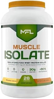 MFL 100% Pure Isolate Protein 2 lbs l 30g of Protein l 12g Amino Acids l Keto Friendly l Low Carbs | 28 Servings (Banana Cream)