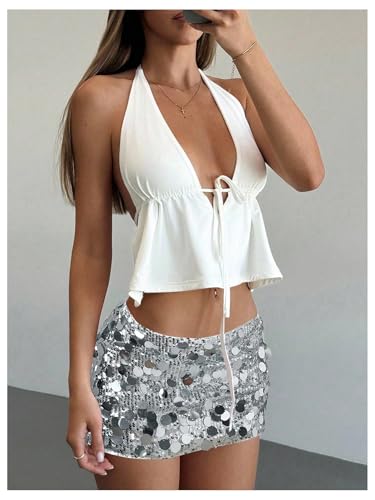 Image of Floerns Women's Sequin Low Waist Mini Skorts Night Out Skirt Shorts