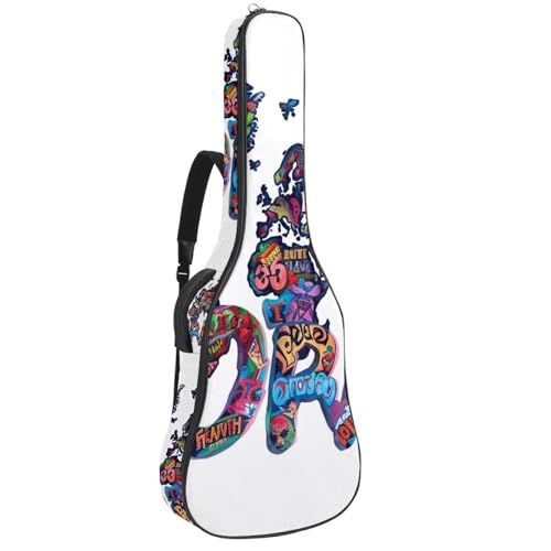 Sac guitare acoustique Carte du monde Paix 42.9" étanche housse guitare