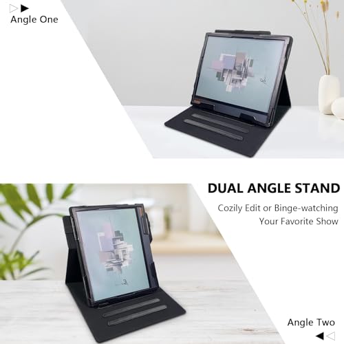 Image of E NET-CASE Case for 10.3 inch Boox Note Air4 C (2024) /Boox Note Air3 C /Air3 B /W Tablet (2023), New Upgraded Design 360 Degree Rotating Stand Cover with Pen Holder /Hand Strap, Auto Sleep /Wake (Black)