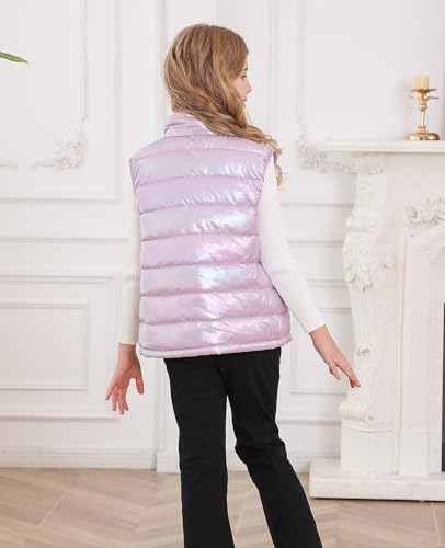 Cutemile Girls Boys Puffer Vest Kids Winter Metallic Sleeveless Jacket 5-12 Years4