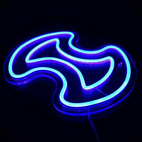 Image of Gaming Warrior Neon Sign for Wall Decor, LED Neon Light for Game Room, Bedroom Decorations, Dimmable, Blue, 5V USB Powered, 11.8 inch x 9.5 inch