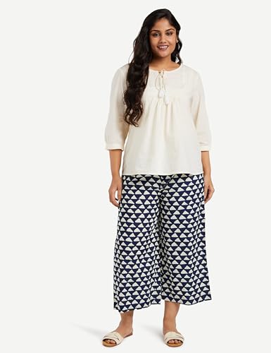 Image of Amazon Brand - Myx Women Cotton Relaxed Fit Palazzo (Available in Plus Sizes)