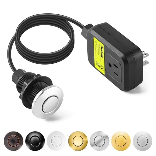 Garbage Disposal Air Switch Kit Sink Top Waste Disposal Stainless Steel Polished On/Off Air Button Food and Waste Disposals Part by Etoolcity, UL Listed