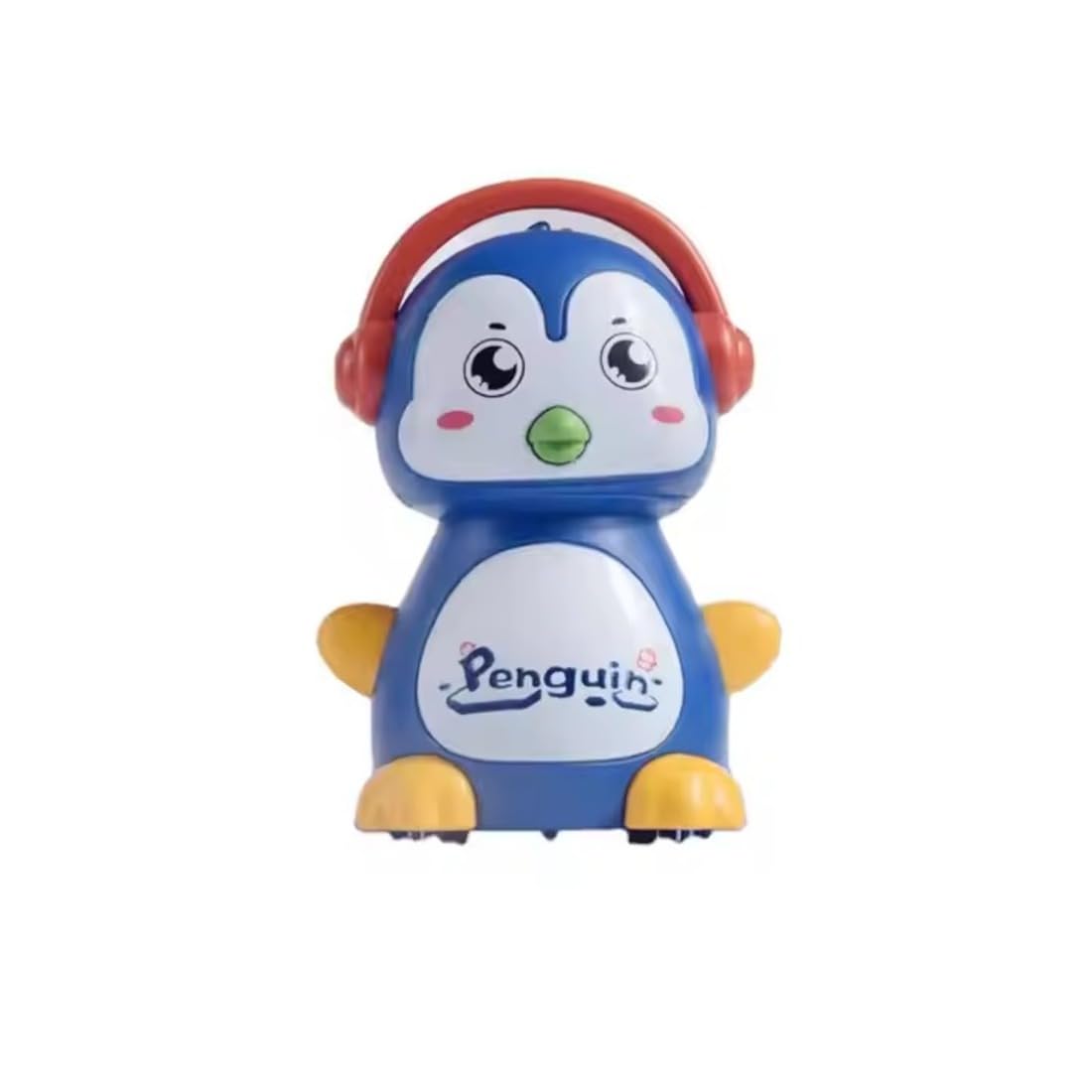 Adora Penguin Friction Car | Automatic Sliding Plastic Mini Vehicle With 360° Rotating Head | Press & Go Baby Toy for Kids | 10 cm (With Headphone)