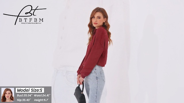 BTFBM Women Casual Button Down Fall Blouses 2025 Long Sleeve