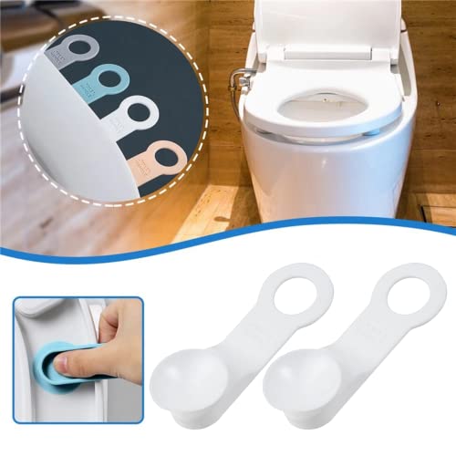 2 pz. Maniglia per Sedile del WC | Sollevatore per Coperchio del Water, ideale per Bambini e Anziani | Ventosa in Silicone Rimovibile e Lavabile, senza Colla, colore Bianco