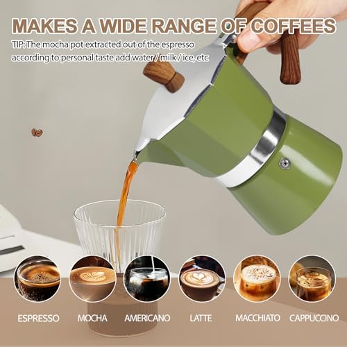 Image of Aluminum 9 Cup 450ml Moka Pot Express Coffee Maker Stovetop Espresso Colorful Coffeemaker Italian Classic Style Brewing Greca Cafe Mocha Machine for Cafeteras Lover Camping Travel and Home Use 15oz