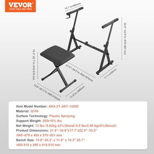 VEVOR Support et banc pour clavier de piano, style Z, support et siège de piano numérique très résistants, capacité de 113,4 kg avec roues réglables en largeur, convient pour les pianos électriques de - Les Beatles, Paul McCartney, John Lennon, RIngo Starr, George Harrison VEVOR Support et banc pour clavier de piano, style Z, support et siège de piano numérique très résistants, capacité de 113,4 kg avec roues réglables en largeur, convient pour les pianos électriques de – Image 8