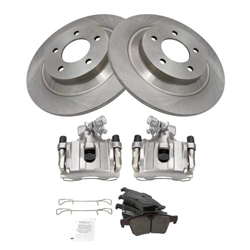Image of TRQ Rear Brake Pad and Rotor Set Ceramic Rotors Calipers Compatible with 2006-2006 Mazda 5