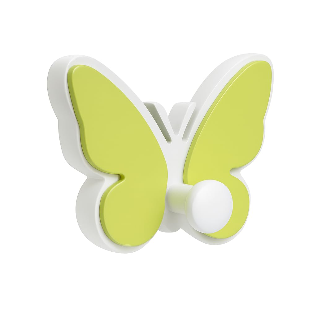 Wooden Decorative Fun Wall Hooks for Kids Room Décor | Decorate Nursery & Playroom Wall Mounted Hooks | Thoughtful Return Gift and Birthday Gifting Option (Butterfly_Green)