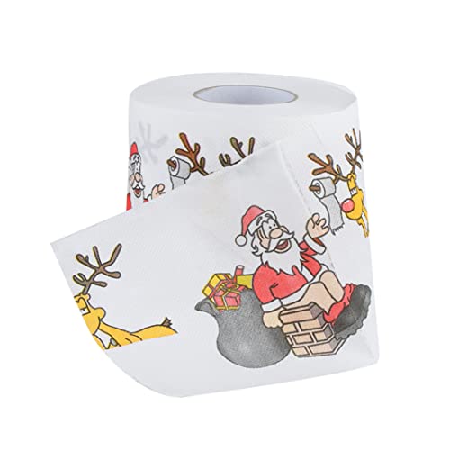 Santa Claus bedrucktes Weihnachtstoilettenpapier, neuartige Badezimmer Tissue Roll für Weihnachtspartydekor, festliche Ferienbedarf und Geschenke