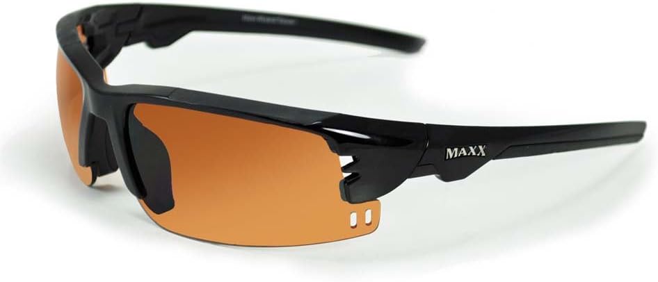 Maxx Sunglasses Wizard Black w/Black Rubber Frame HD Amber Lens