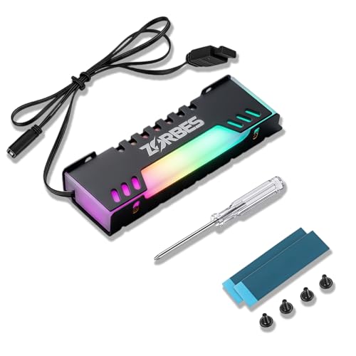 Image of ZORBES M.2 2280 NVMe SSD ARGB Heatsink, 5V 3-Pin Addressable RGB Aluminum Cooling Radiator for M.2 2280 SSD, High-Performance Thermal Cooler for Gaming PC & Desktop