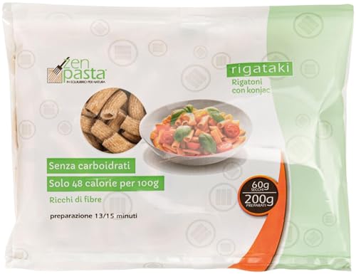 Zenpasta Rigataki Plus Fibre - Farina Konjac e Fibre Vegetali a Basso Contenuto Calorico - Ricco di Fibre - 60g Monodose