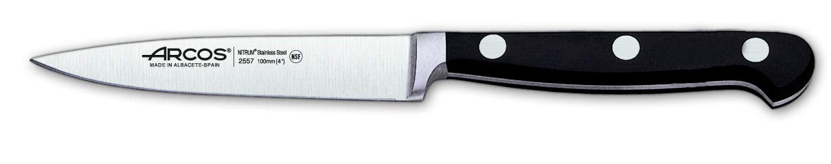 Arcos Serie Clasica - Set de Cuchillos de Cocina 3 piezas (Mondador + Cocina + Santoku) - Hoja de Acero Inoxidable Forjado NITRUM - Mango de Polioximetileno (POM) Color Negro