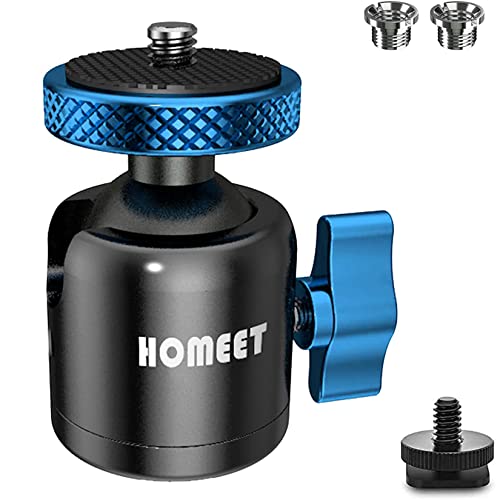 Homeet Mini Rótula Trípode 25mm 10 Kg de Carga Máxima，Cabezal de Trípode de Metal 1/4' y 3/8'...