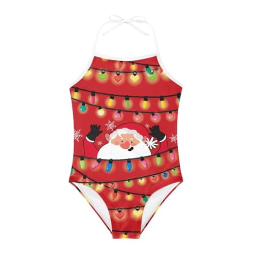 Image of Christmas Kids One-Piece Halter Swimsuits Beach Swimwear Bathing Suit for 3-10 Years Girls